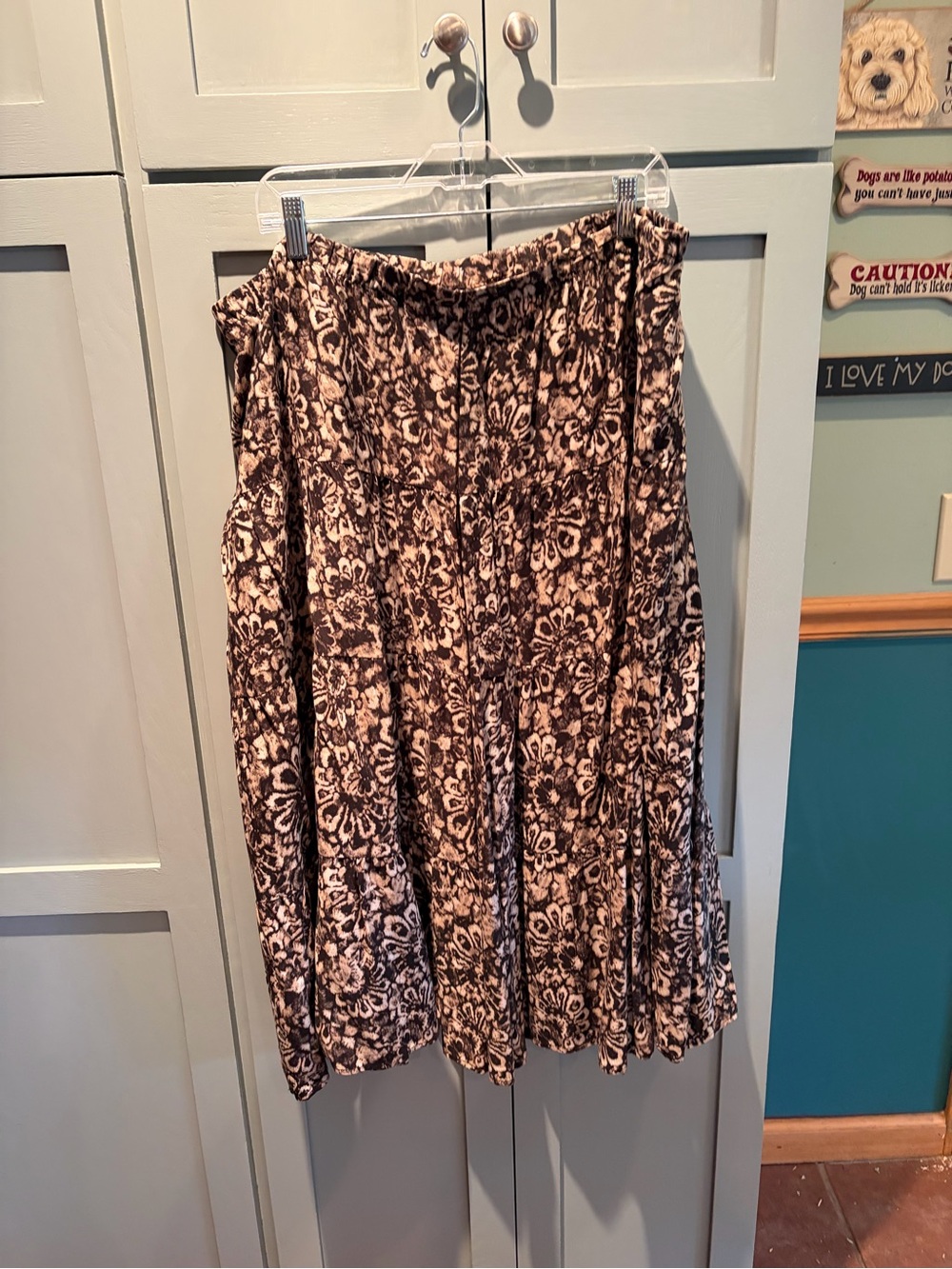 CJ Banks Brown and Cream Floral Midi Skirt